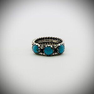 Ray King Sterling & Turquoise Triple-Stone Band — Size 7, 5g